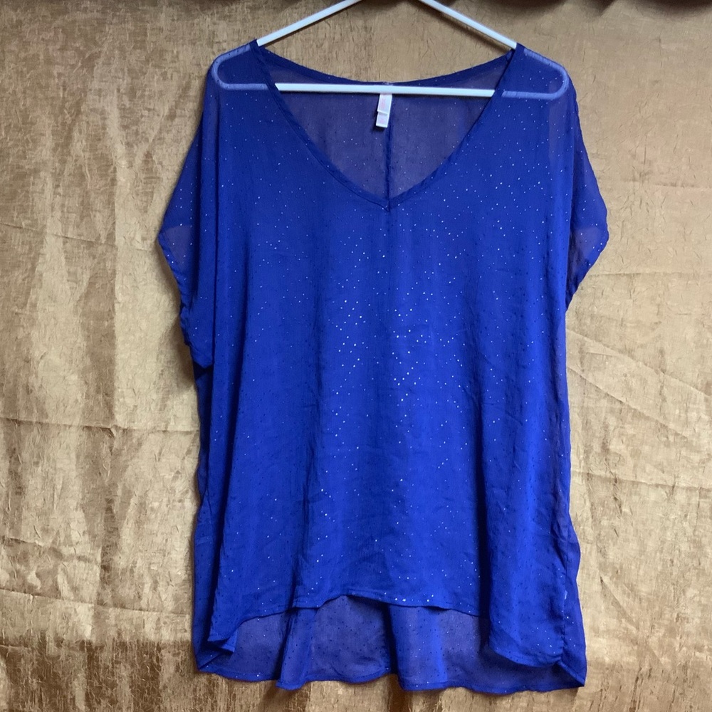 Sheer blue and gold top